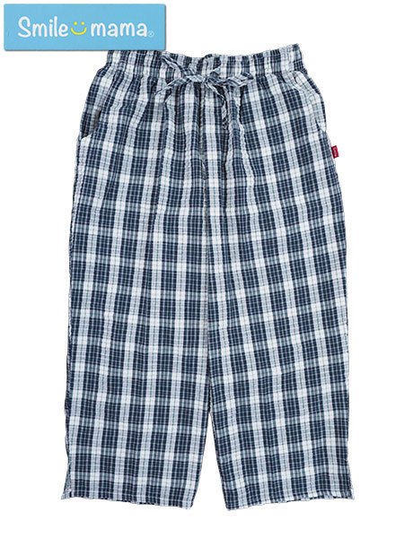 Smile mama(スマイルママ) 婦人先染めサッカーサブリナパンツ チェック柄
