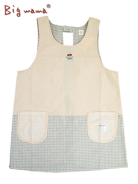 Big mama(ビッグママ) ラン型エプロン ウエスト紐タイプ 無地＆チェック柄