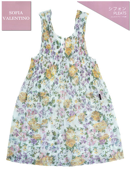 SOFIA VALENTINO(ソフィア ヴァレンチノ) 婦人シフォンプリーツエプロン 花柄