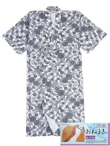 快適おねまき 婦人ガーゼネマキ 柄おまかせ 綿100%