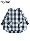naturic タブリエ割烹着 チェック柄 cotton100% 袖口リブの詳細画面へ