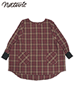 naturic タブリエ割烹着 チェック柄 cotton100% 袖口リブの詳細画面へ