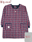 Big mama(ビッグママ) キルト裏フリース割烹着 チェック柄 背ボタンの詳細画面へ