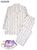 GUNZE(グンゼ)婦人長袖・長パンツパジャマ 保湿加工 Wガーゼ 襟付き つる花柄の詳細写真Ａ