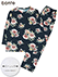 bonte 婦人ストレッチ長袖・長パンツパジャマ 大きめの花柄の詳細写真Ａ