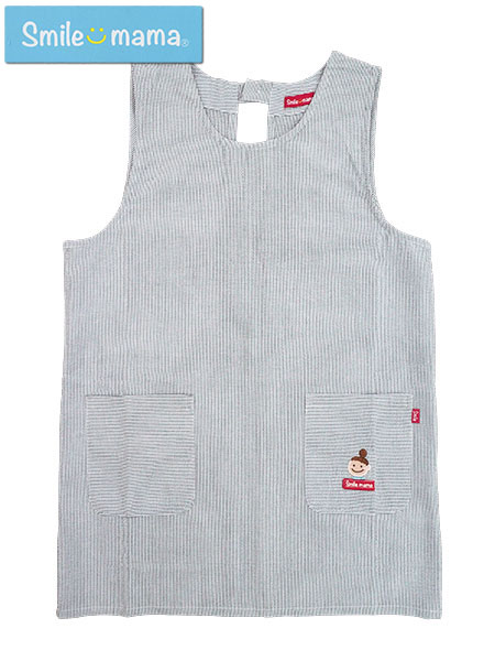 Smile mama(スマイルママ) 婦人先染ラン型エプロン 細ストライプ柄 サッカー素材