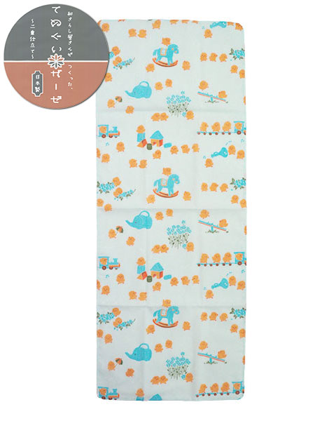ガーゼプリントてぬぐい 二重袷せ ひよこ