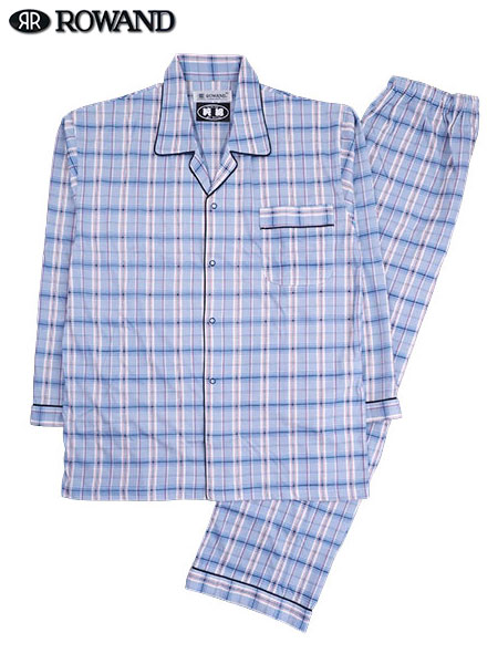 ROWAND(ロワンド)紳士長袖・長パンツパジャマ 日本製 綿100% 天竺 チェック柄