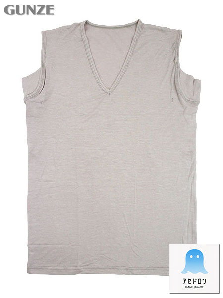 グンゼ アセドロン 紳士Vネック 大きな汗取り付スリーブレスシャツ 鹿の子素材