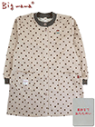 Big mama(ビッグママ) 裏起毛ニット前開きスモック 水玉柄の詳細画面へ