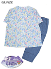GUNZE(グンゼ)婦人半袖・7分丈パンツパジャマ 寝るテコ 綿100% 花柄の詳細画面へ