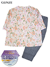 GUNZE(グンゼ)婦人7分袖・7分丈パンツパジャマ 寝るテコ 綿100% 花柄の詳細画面へ