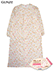 GUNZE(グンゼ)婦人長袖全開ネグリジェ 裾にスナップボタン付き 花柄 スムース 綿100%の詳細写真Ａ